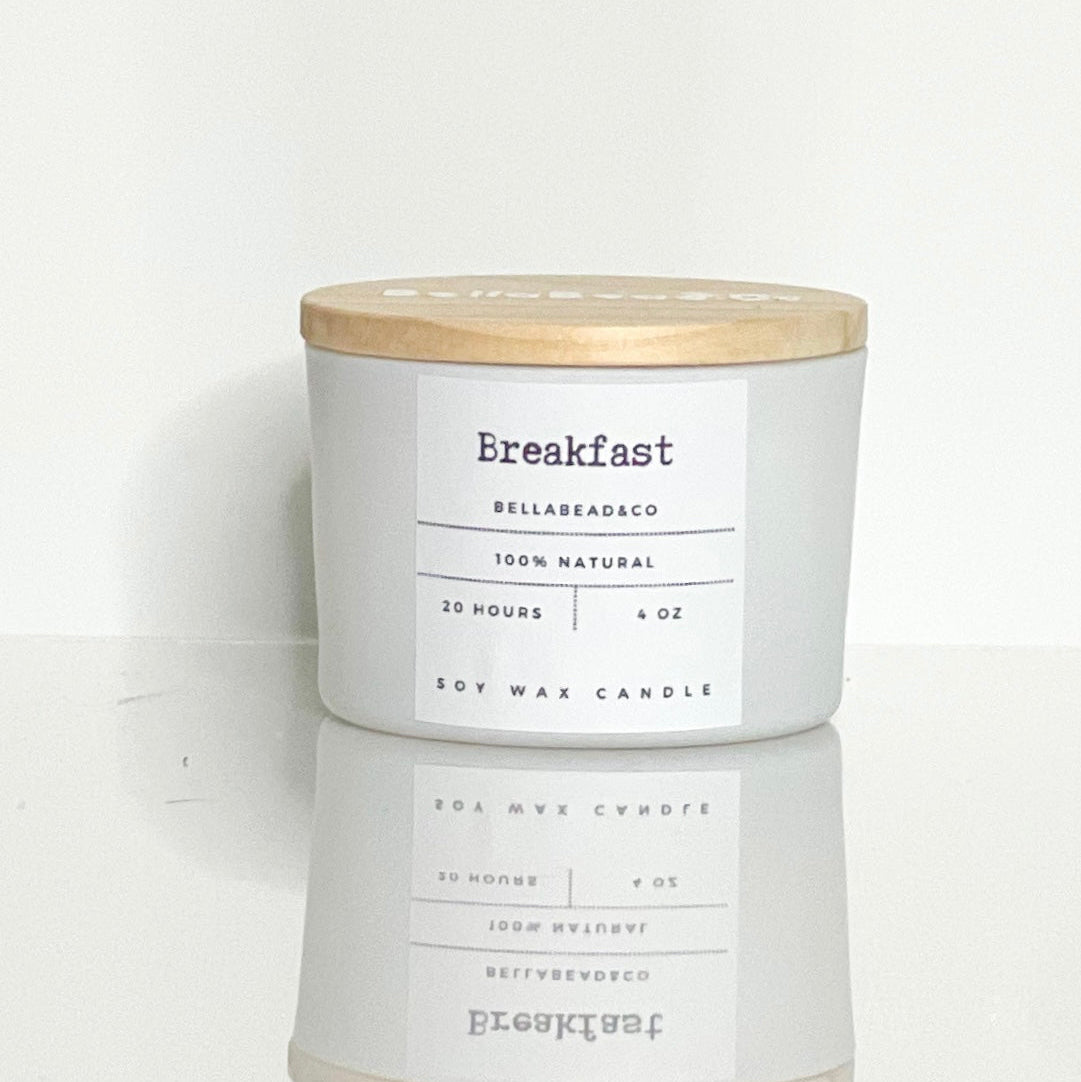 Breakfast Candle | Cozy Morning Coffee & Sweet Pastry Scent | Hand-Poured Soy Candle | 4oz Candle