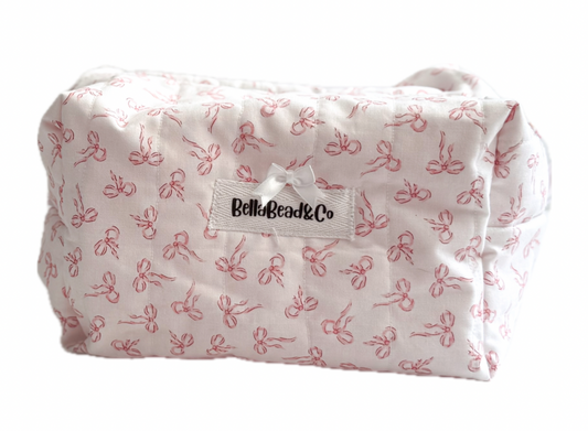 Handmade Makeup Bag - Pink Bows