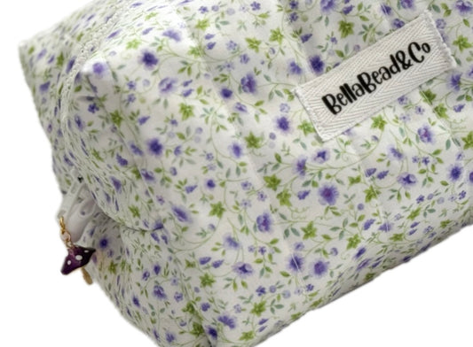 Handmade Makeup Bag - Purple Flowers