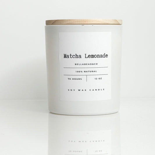 Matcha Lemonade Candle | Fresh Green Tea & Lemon Citrus | Uplifting Candle | 8oz  Soy Wax Candle