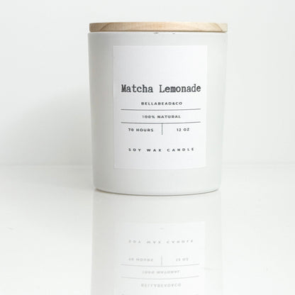Matcha Lemonade Candle | Fresh Green Tea & Lemon Citrus | Uplifting Candle | 12oz Soy Wax Candle