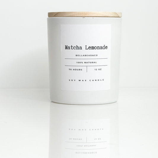 Matcha Lemonade Candle | Fresh Green Tea & Lemon Citrus | Uplifting Candle | 12oz Soy Wax Candle