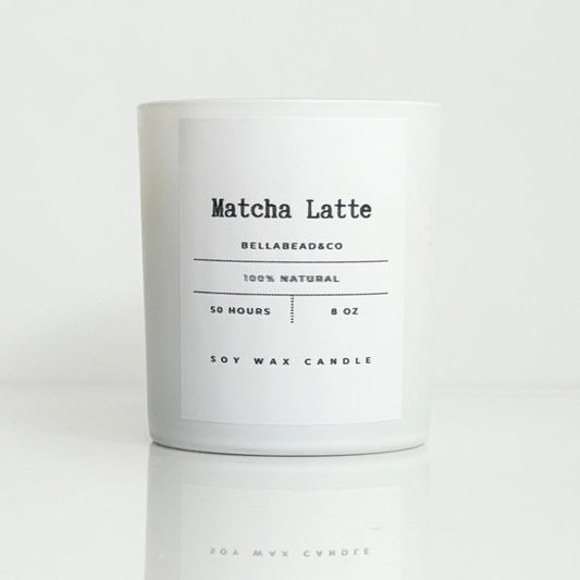Matcha Latte Candle | Creamy Green Tea Blend | Cozy Café Candle| 8oz  Soy Wax Candle
