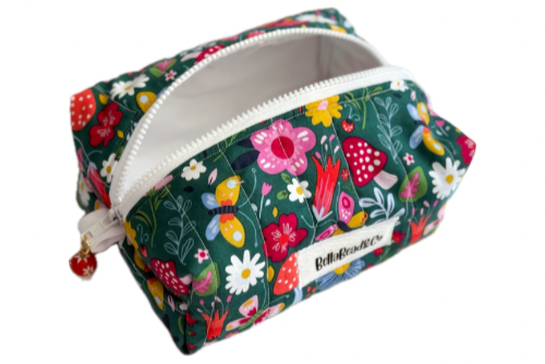 Handmade Makeup Bag - Green Mushrooms Forrest