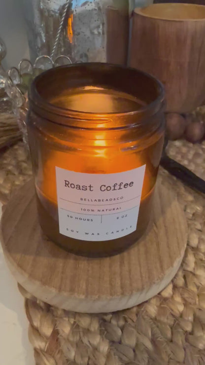 Coffee Candle | Roasted Coffee & Sweet Mocha | Cozy Home Fragrance| Soy Wax 8oz Candle